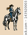 Illustration Cowgirl on Horseback Artwork Design Template for Posters and Wall Art 143920003