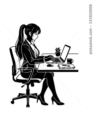 Illustration of a Woman Working in an Office Artwork Design Template for Posters and Wall Art 143920006