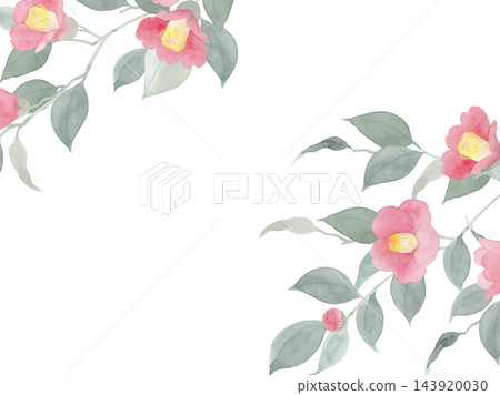 一幅水彩山茶花畫框 143920030