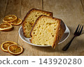 Panettone slices with caramel covered with chocolate 143920280