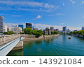 View of the Motoyasu River and the Atomic Bomb Dome from the bridge, and the cityscape of Hiroshima. 143921084
