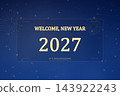 Welcome New Year 2027 Elegant Blue and Gold Background Welcome New Year 2027 Elegant Blue and Gold Background 143922243