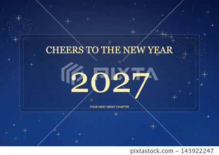 Cheers to the New Year 2027 Royal Blue Background 143922247
