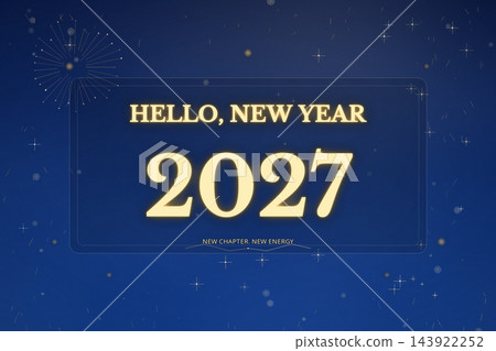 Hello New Year 2027 Brilliant Blue Background 143922252