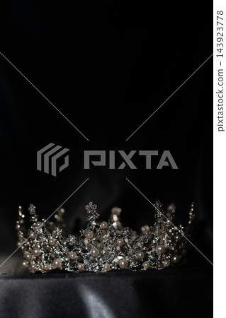 Fantasy Crown with Pearls and Silver Details, Elegant Royal Headpiece. Fantasy Crown with Pearls and Silver Details, Elegant Royal Headpiece. 143923778