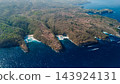 Drone view of scenic tropical bays surrounded by green hills in Nusa Penida, Bali 143924131