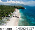 Virgin beach with white sand and blue ocean in Bali, paradise coastline 143924137