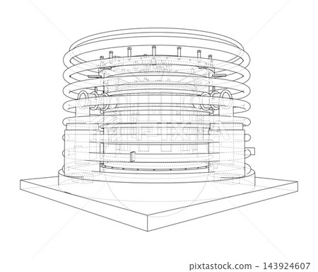 Wireframe Cylindrical Industrial Structure. Vector Wireframe Cylindrical Industrial Structure. Vector 143924607