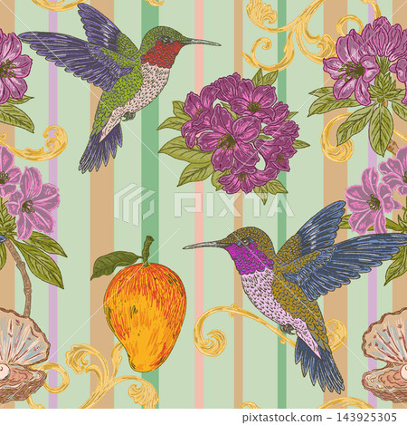 tropical background with birds and birds 143925305