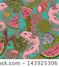 seamless pattern with shrimp 143925306