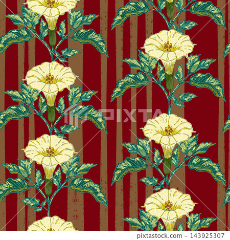 floral seamless pattern with hand drawn flowers 143925307