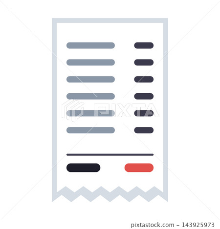 Long shopping receipt paper with price lines, shopping clipart isolated on white background Long shopping receipt paper with price lines, shopping clipart isolated on white background 143925973
