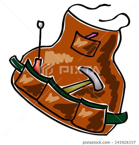 An abstract vector illustration shows a apron for mechanic in cartoon style An abstract vector illustration shows a apron for mechanic in cartoon style 143926157