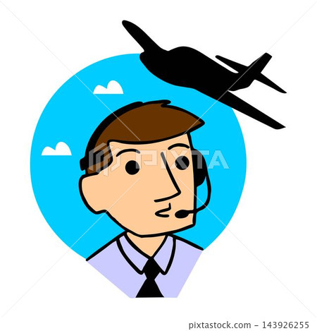 An abstract vector illustration shows an airport transportation control traffic control icons in cartoon style An abstract vector illustration shows an airport transportation control traffic control icons in cartoon style 143926255