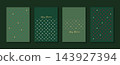 Modern Christmas Card Set Collection, Geometric star Shapes, green Contemporary holiday artwork for greeting cards, posters, covers, templates, social media and seasonal branding. 143927394