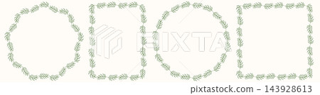 Green pine wreath frames vector set with circle, square and oval shapes, Minimal Christmas garland border collection with copyspace Green pine wreath frames vector set with circle, square and oval shapes, Minimal Christmas garland border collection with copyspace 143928613