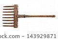 Vintage Wooden Rice Rake Farm Tool Isolated on White Background 143929871