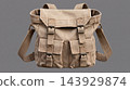 Vintage Beige Canvas Satchel Bag with Buckle Straps and Pockets 143929874