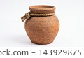 Traditional Rustic Clay Pot with Natural Rope Detail Isolated on White 143929875