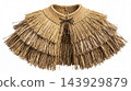 Traditional Japanese Farmer Thatch Raincoat Mino Isolated on White 143929879