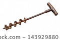 Vintage Manual Soil Auger Tool for Agriculture Isolated on White Background 143929880