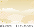 優雅的日式背景，以米色為主色調，點綴著雲朵——橫向 143930965