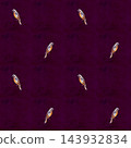 Watercolor seamless pattern with Daurian redstart birds on dark textured background. Hand painted repeat design for fabric, wallpaper, gift wrap, stationery, textile printing and feminine decor 143932834