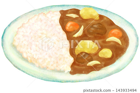 咖哩飯盛在盤子裡的插圖 咖哩飯盛在盤子裡的插圖 143933494