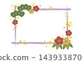 Square Japanese-style frame with hand-drawn brushstrokes featuring pine, bamboo, and plum motifs / Light purple 143933870