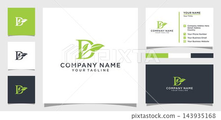 Initial letter D with leaf luxury logo, Green leaf logo vector design. 143935168