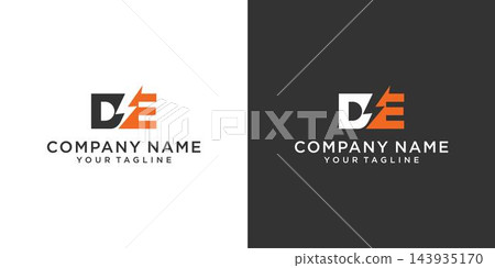 Initial DE Letter logo with lightning bolt logo vector design Initial DE Letter logo with lightning bolt logo vector design 143935170