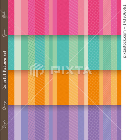 Colorful border and stripe background material set 143936061