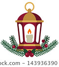 A beautifully illustrated christmas lantern adorned with festive greenery and berries evokes the warmth and magic of the holiday season 143936390