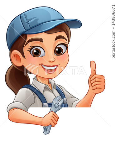Woman Female Spanner Wrench Mechanic Plumber 143936671