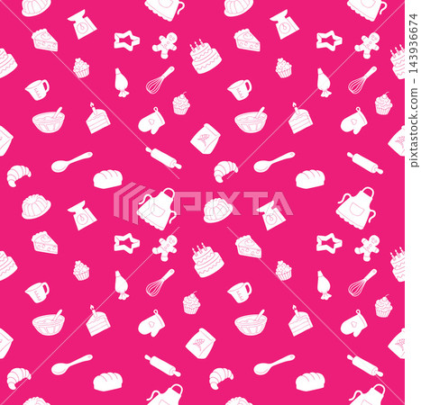 Baking Seamless Pattern Pastry Print Background Baking Seamless Pattern Pastry Print Background 143936674
