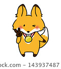 A fox rejoices after receiving a gold medal. 143937487