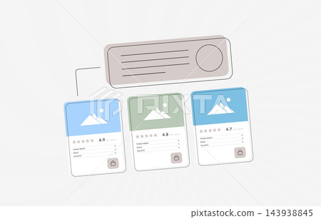 Product recommendations with chat-based shopping assistance, personalized suggestions, item matching, customer preferences and smart product discovery. Flat design vector illustration Product recommendations with chat-based shopping assistance, personalized suggestions, item matching, customer preferences and smart product discovery. Flat design vector illustration 143938845