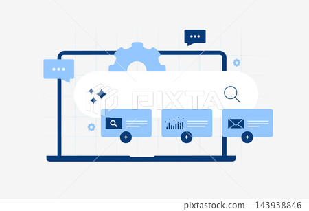 AI tool integration connects chat assistants with services for search, analytics and email. MCP-enabled workflows extend agent capabilities with automation and connected data vector illustration 143938846