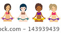 Lotus Pose Diverse Women 143939439