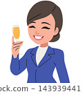 Chinese Businesswoman Toasting with Champagne Flute Corporate Success Vector 143939441
