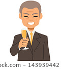 Senior Businessman Toasting with Champagne Flute Executive Achievement Vector 143939442