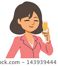 Businesswoman Toasting with Champagne Flute Professional Success Vector 143939444
