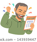 Man Winning Lottery Jackpot Winner and Financial Fortune Vector 143939447