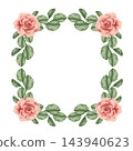 Floral Frame Illustration with Pink Roses and Green Leaves 143940623