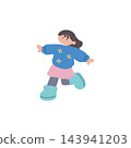 Hand-drawn vector illustration of a girl with her arms outstretched. 143941203