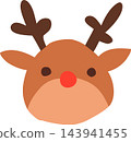 Christmas Reindeer Cartoon Face Illustration for Holiday Decoration 143941455