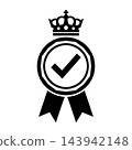 Black Crown Award Seal With Checkmark Icon Vector Symbol For Quality And Winner 143942148