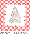 Hand Drawn Vintage Christmas card with tree 143942209