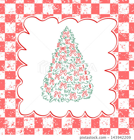 Hand Drawn Vintage Christmas card with tree Hand Drawn Vintage Christmas card with tree 143942209