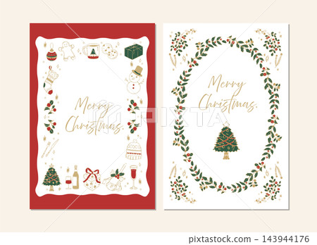 Illustration materials: Set of 2 Christmas cards 143944176